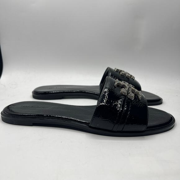 Tory Burch Everly Slide Sandals Perfect Black/Crystal Size 10 NEW - Picture 4 of 8